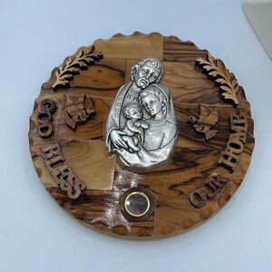 Olive wood Hand carved in Bethlehem God Bless our Home plaque